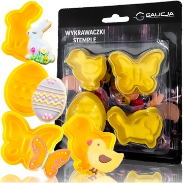 Formy do ciastek 4 sztuki WYKRAWACZKI PLASTIKOWE STEMPLE wielkanoc