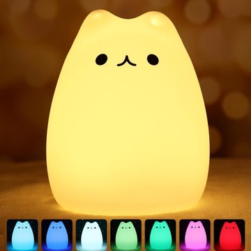 НОЧНИК ДЛЯ ДЕТЕЙ, LED SILICONE RGB, TOUCH SOFT CUDDLE CAT