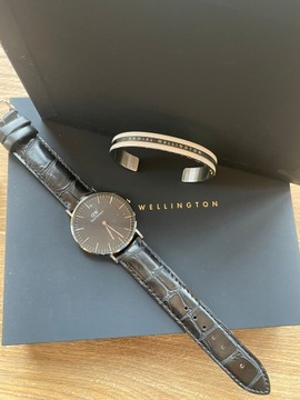 ЧАСЫ ЖЕНСКИЕ DANIEL WELLINGTON, ЧЕРНАЯ КОЖА + БРАСЛЕТ DW00500932
