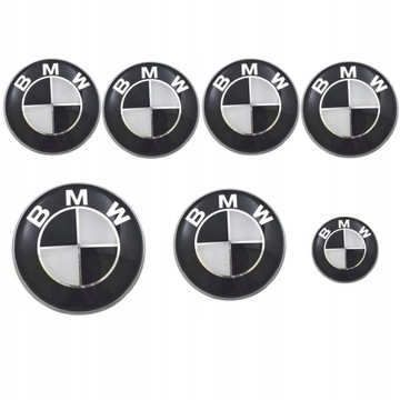 7 pcs BMW Logo Koła Bagażnika Maski 82 74 4x68mm