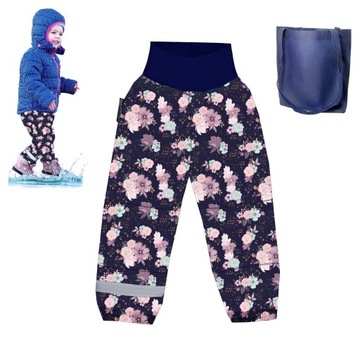 SPODNIE przeciwdeszczowe PODWINIĘCIE magnolie peonie kwiaty, bukiety r. 86