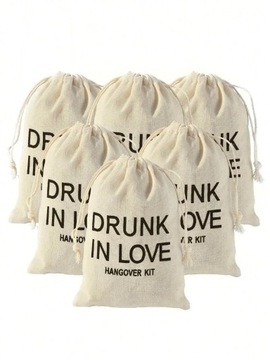 6pcs-Hangover Kit Gunny Bag, First Aid Packaging for Single Wedding Party