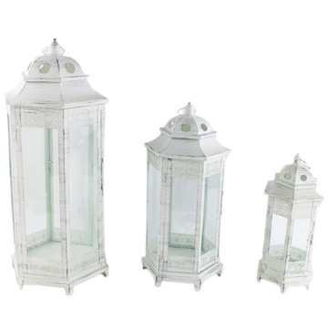 LATARNIA LAMPIONY METALOWE PREZENT 3SZT