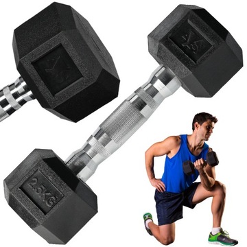 HANTEL 2,5KG CIĘŻAR HEX SOLIDNY WYTRZYMAŁY STALOWY GUMOWANY
