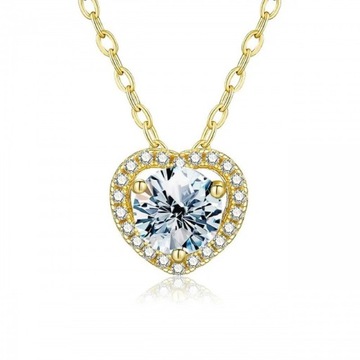 Kolia naszyjnik serce z diamentem 1ct srebro 925 Moissanit 45cm certyfikat