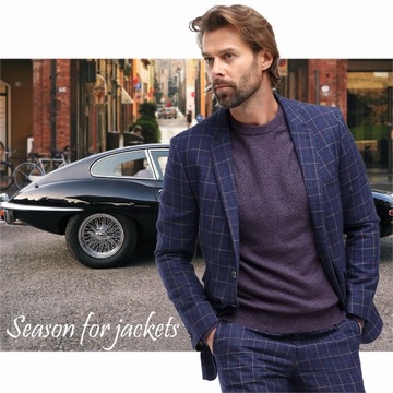 Marynarka męska w kratę do biura roz.56/182