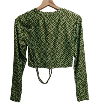 Only zielono-czarny crop top wzór geometryczny M