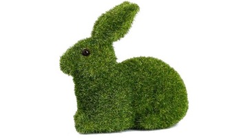 Duży zając siedzący flokowany, zielony, 6x14x14cm WIELKANOC, Święta