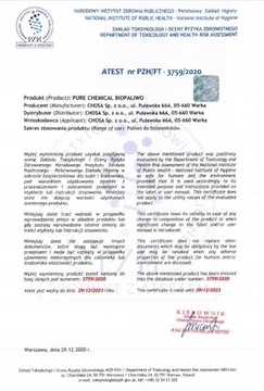 Топливо для камина биотопливо Pure Chemical 1L Сертификат PZH без запаха