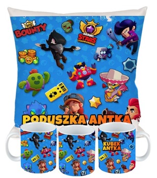 ZESTAW PODUSZKA KUBEK BRAWL STARS PREZENT DLA GRACZA URODZINY