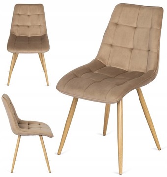 Krzesło Tapicerowane Skandynawskie Welurowe Jadalni Salon Loft Beżowe RODRI