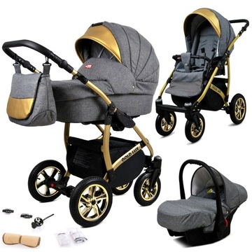 WÓZEK 3w1 GOLD LUX GONDOLA SPACER FOTEL ALUMINIUM