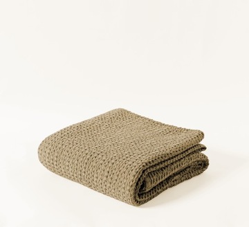 Narzuta na łóżko bawełniana, pled 140x220 VitalHome Beżowa M34276