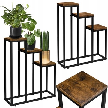 KWIETNIK STOJĄCY STOJAK PÓŁKI NA KWIATY ROŚLINY LOFTOWY METALOWY RUSTKALNY