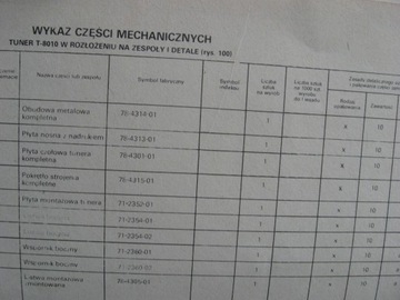 Tuner T 8010 Katalog części Schemat