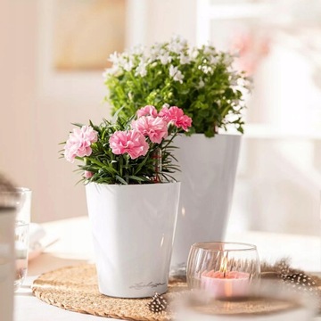 Doniczka LECHUZA MINI DELTINI samonawadniająca BIAŁY POŁYSK