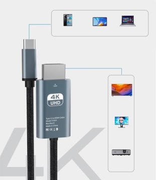 КАБЕЛЬ-АДАПТЕР USB-C 3.1 TYPE C НА HDMI 4K MHL 2м