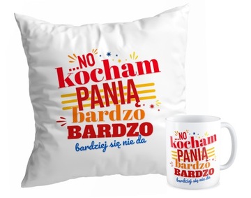 Zestaw PODUSZKA + KUBEK WALENTYNKI Kocham Panią