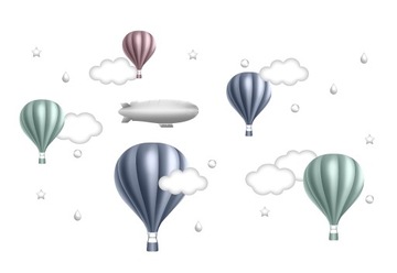 Naklejka ścienna BALONY cieniowane krople chmurki