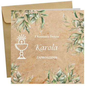 ZAPROSZENIA na komunię - Papier perłowy, personalizacja zaproszeń + koperta