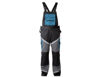 Spodnie ogrodniczki ochronne 18 kieszeni szaro-czarno-niebieskie roz. XXXL