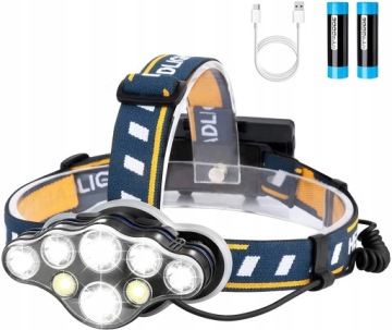 Mocna LATARKA CZOŁOWA 8 LED Lampka CZOŁÓWKA AKU