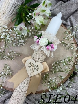 КРЕЩЕННАЯ СВЕЧА ДЛЯ КРЕЩЕНИЯ И ДЕРЕВЯННАЯ ШКАТУЛКА ДЛЯ СВЕЧИ, ЭКО ГРАВИРОВКА