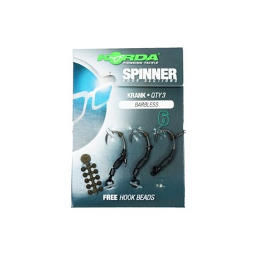 Przypon Korda Spinner Hook Sections Krank Barbless #6 - 3 sztuki