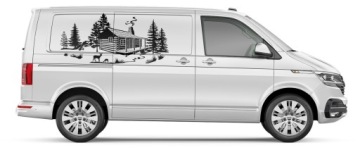Samolepka Grafika na auto karavan Motiv Dům Les Příroda Zvířata 60x128