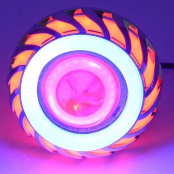 Motorcycle LED Headlight Projector Lens Dual Angel Devil Eye Head Lamp