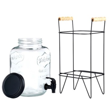 Банка НАПИТКИ, большая банка, стеклянный диспенсер, кран, кран, подставка, 5,5л