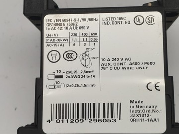 Контактор SIEMENS 3RH1131-2BB40, катушка 24 В постоянного тока