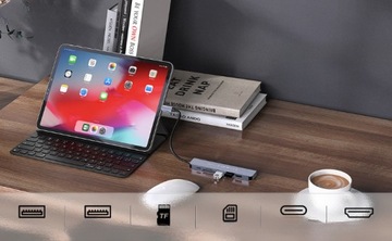 USB C Hub Док-станция PD 100 Вт 4K HDMI SD/TF-ридер USB 3.0 Thunderbolt
