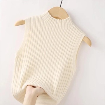 Casual Tops Sleeveless Knit Sweater Autumn Bottomi