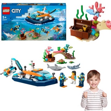 LEGO ŁÓDŹ DO NURKOWANIA BADACZY FAUNA MORSKA RAFA KORALOWA UKRYTY SKARB HIT
