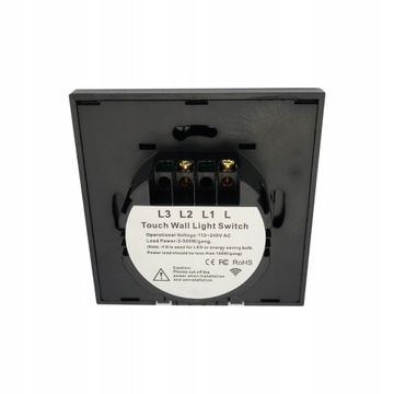 3 сенсорных светодиодных выключателя света fi60, одинарный черный APPIO