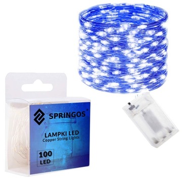 LAMPKI DRUCIKI 100 LED MIKRO NIEBIESKI 100LED