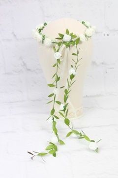 Нежный свадебный венок с жемчугом, кремовый сеанс