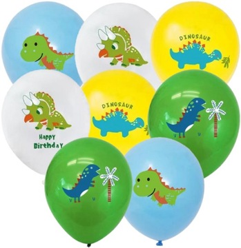 BALON LATEKSOWY DINOZAUR HEL NA URODZINY BAL PRZYJĘCIE PARTY 8 SZT