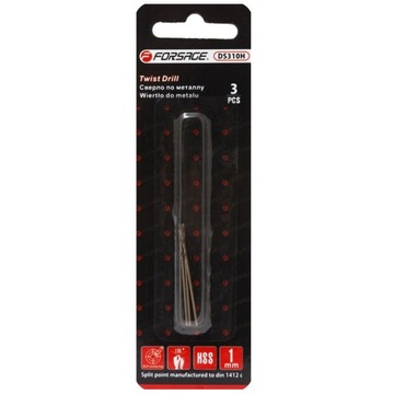 Wiertła do metali 1 mm HSS+Co 3 szt kobalt