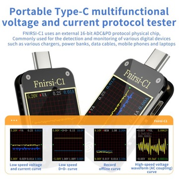 USB-тестер FNIRSI-C1 с триггером PD типа C,