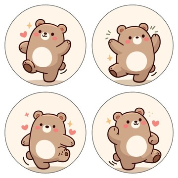 16 szt. 6,6 cm naklejki Dzień Pluszowego Misia NADRUK Teddy Bear Day