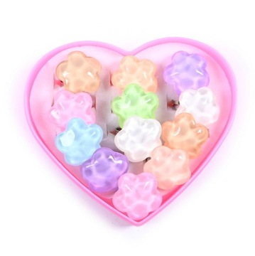 KOLOROWE PIERŚCIONKI DLA DZIEWCZYNEK DZIECIĘCY PIERŚCIONEK ZESTAW 12SZT