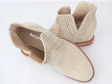 ВЕСЕННИЕ ЖЕНСКИЕ БОТИНКИ С ВЫРЕЗОМ, ЗАМШЯ, БЕЖЕВЫЙ 36