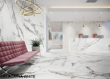 керамогранит 59,7/59,7 Calacatta, мягкий цемент, полированный мастер-камень.