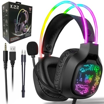 ONIKUMA X32 SŁUCHAWKI GAMINGOWE NAUSZNE PRZEWODOWE Z MIKROFONEM DO PC RGB