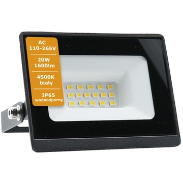 REFLEKTOR LED HALOGEN NAŚWIETLACZ 20W 4500K WODOODPORNY