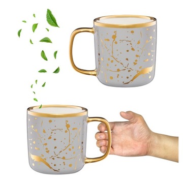 KUBEK PORCELANOWY KUBEK DUŻY DO HERBATY NA KAWĘ WODĘ SOK 330ML AMBITION