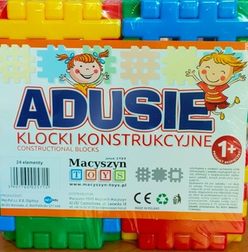 DUŻE KONSTRUKCYJNE PLASTIKOWE KLOCKI WAFLE 24 el.