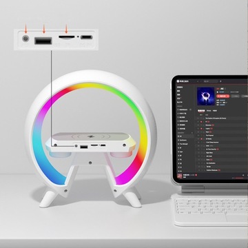 СВЕТОДИОДНАЯ ЛАМПА 4 В 1 БЕСПРОВОДНОЕ ЗАРЯДНОЕ УСТРОЙСТВО IQ BLUETOOTH ДИНАМИК БУДИЛЬНИК ЧАСЫ FM-РАДИО